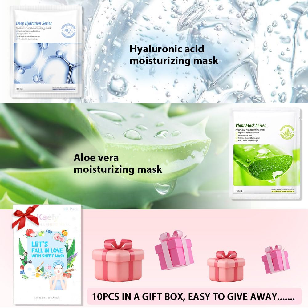 Kaely sheet masks for skin care demonstrate deep moisturization.