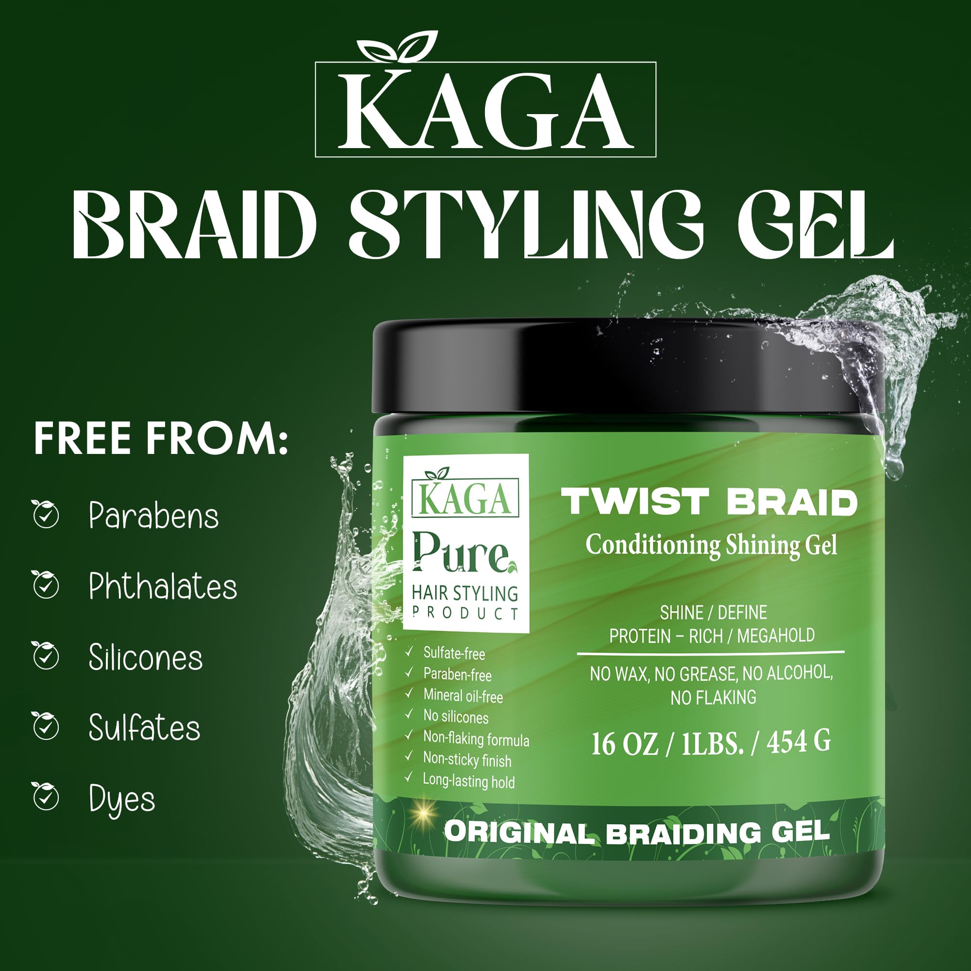 Bottle highlights alcohol-free formula and gentle care for daily styling.
