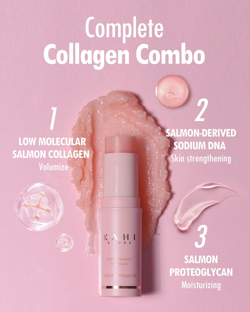 KAHI Collagen Balm Stick eye-area close-up suggests refreshing, gentle care.