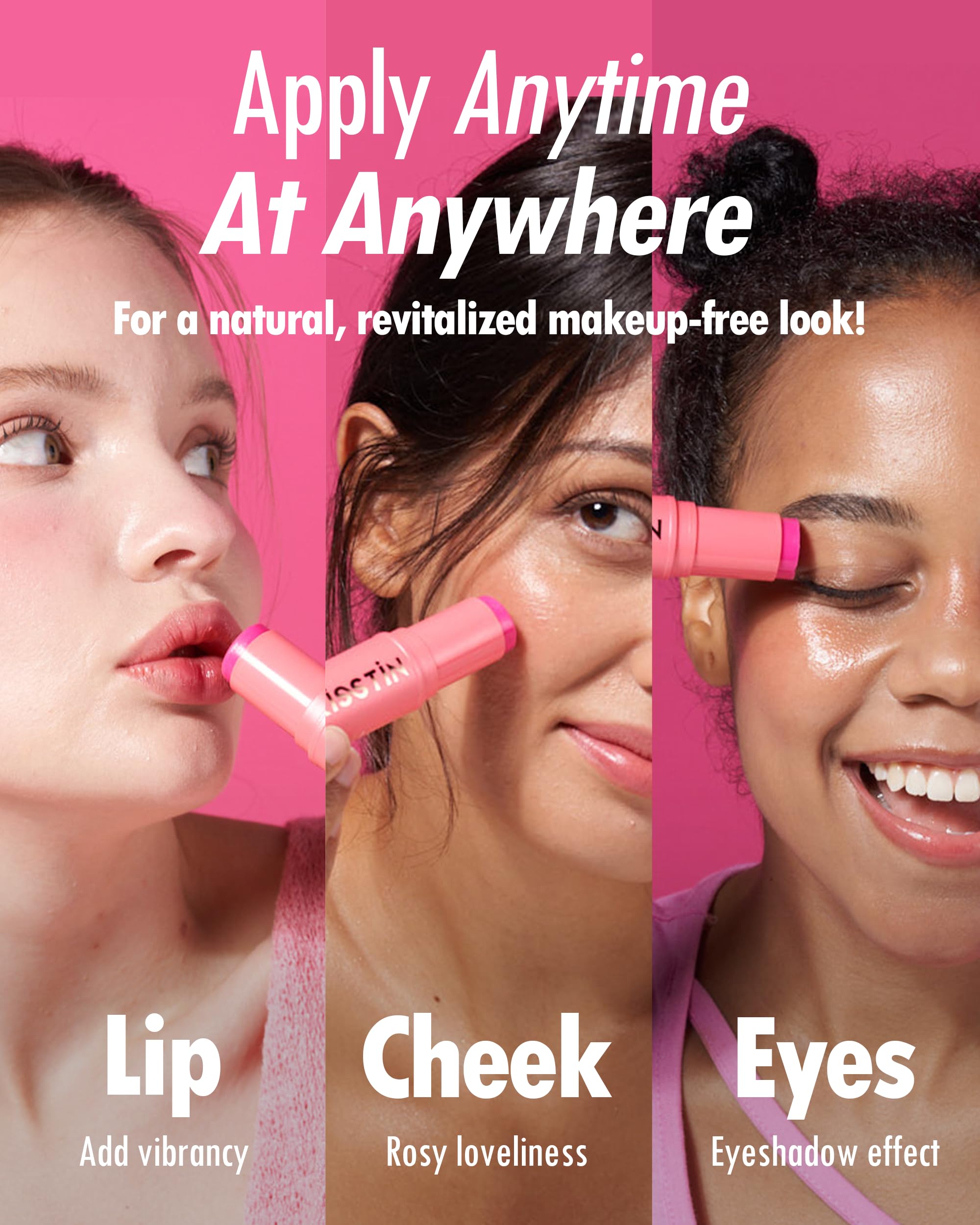 KAHI Kisstin Balm tinted-warm-sheen adds versatile lip and cheek color.