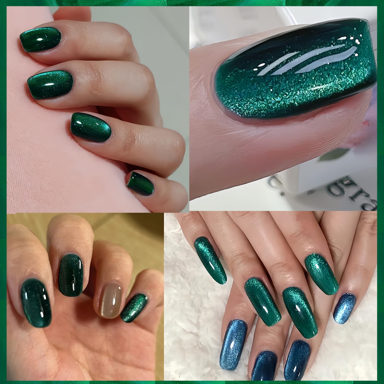 KAHSOSE Christmas emerald green nail polish on festive nails