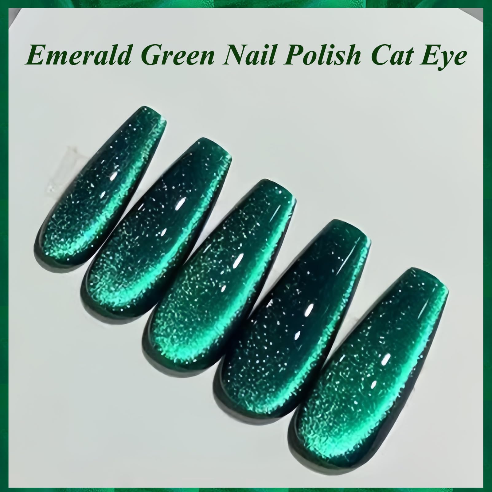 KAHSOSE winter nail art with emerald cat eye polish
