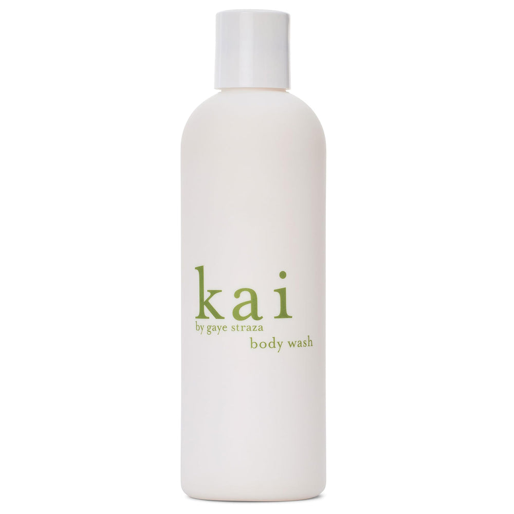 Kai body wash bottle front view with cucumber and comfrey extracts for hydration.