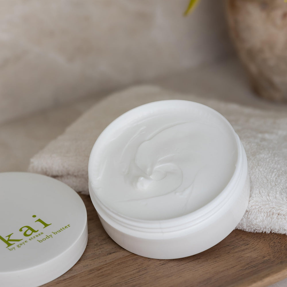 Kai ingredients lineup includes shea butter, safflower oil, and apricot kernel oil