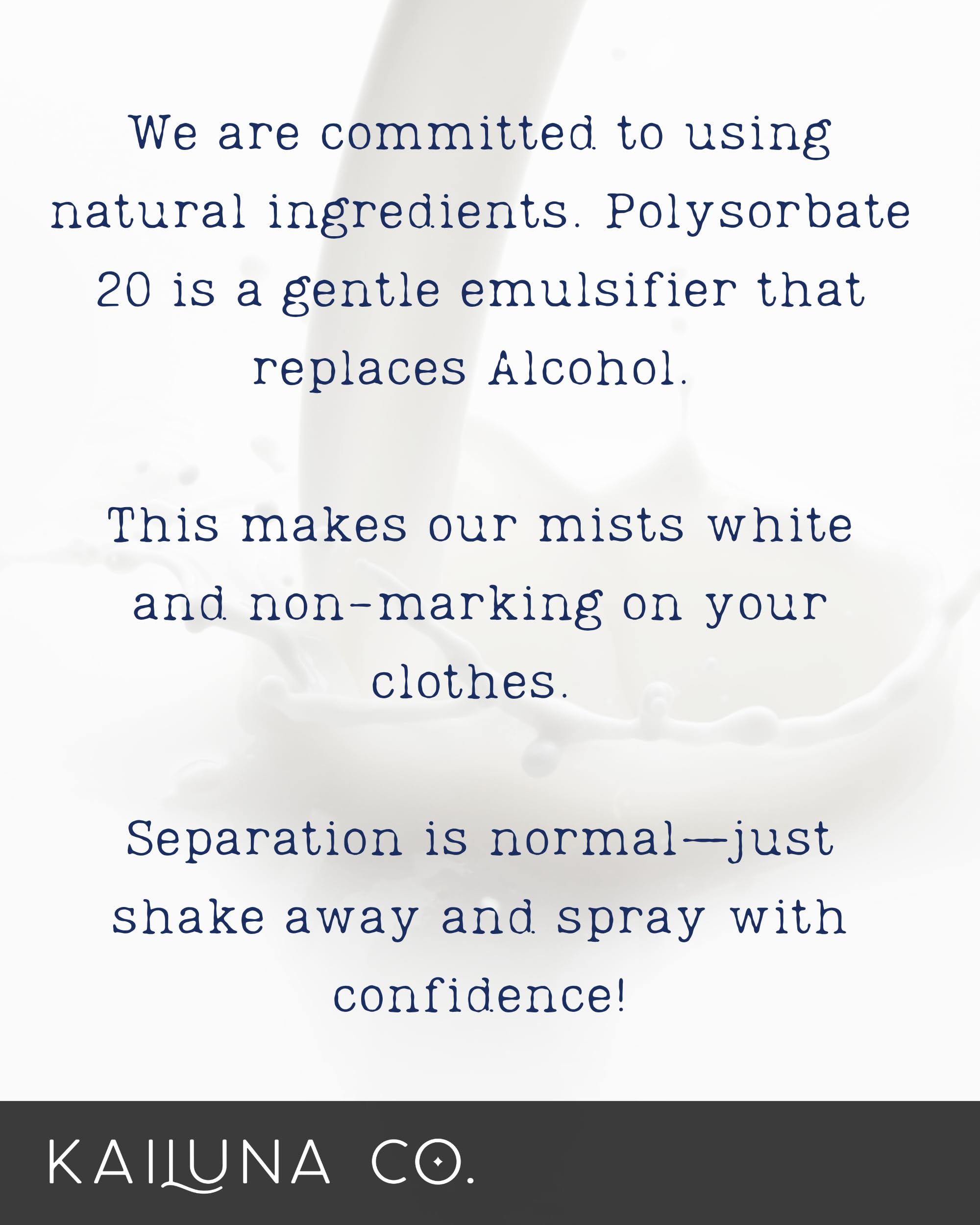 Kailuna Co. Santal mist ingredients water-based formula supports gentle application