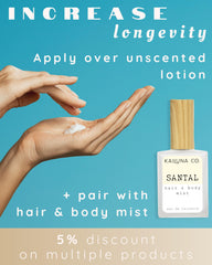 Kailuna Co Santal jojoba oil base label emphasizes skin-friendly formula