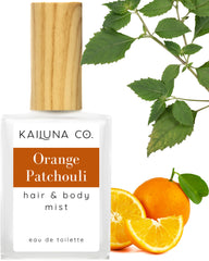 Kailuna Co. orange patchouli mist bottle shows fresh citrus scent for daily use