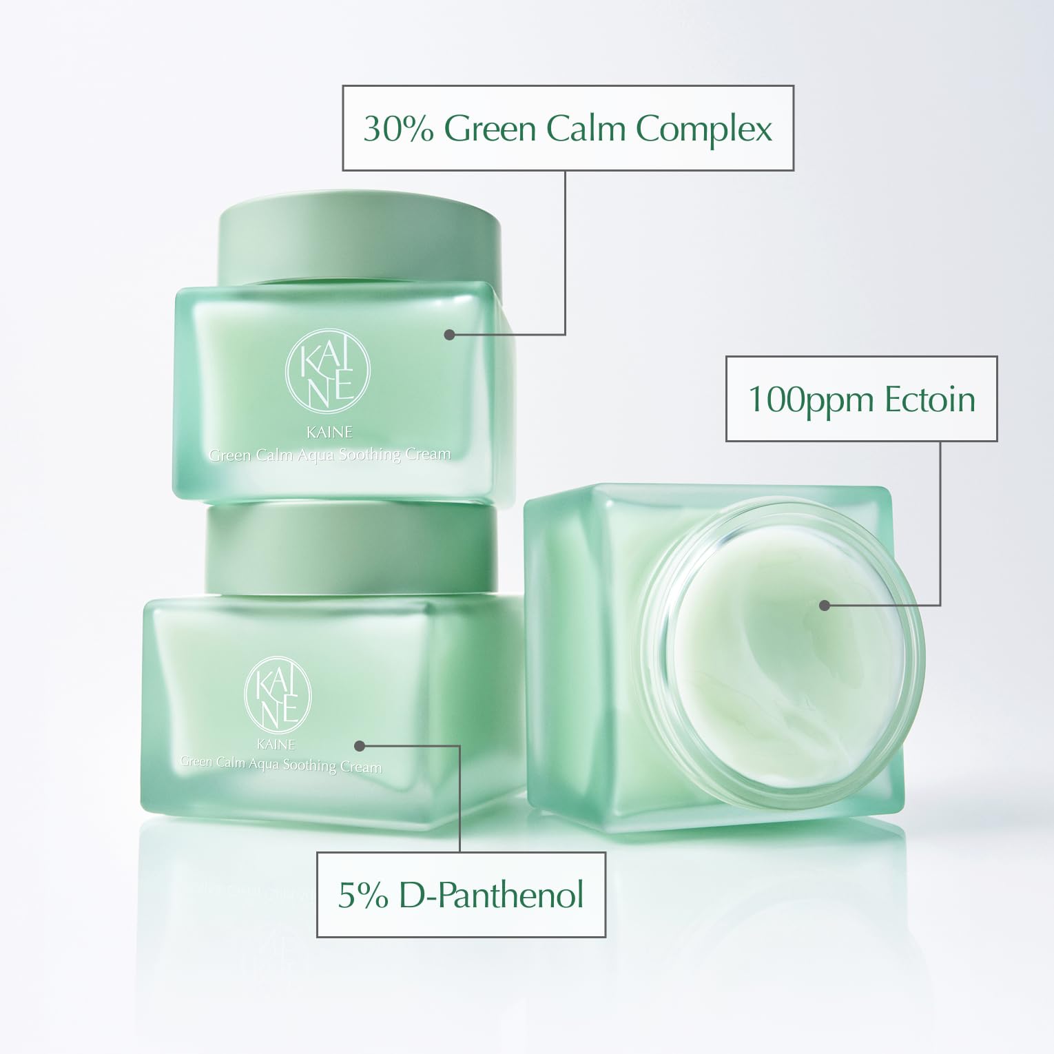 KAINE Green Calm Aqua cream with 30% Green Calm Complex calms and purifies skin.