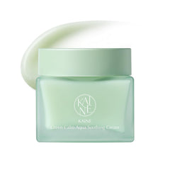 KAINE Green Calm Aqua soothing cream tube shows a hydrating formula for sensitive skin.