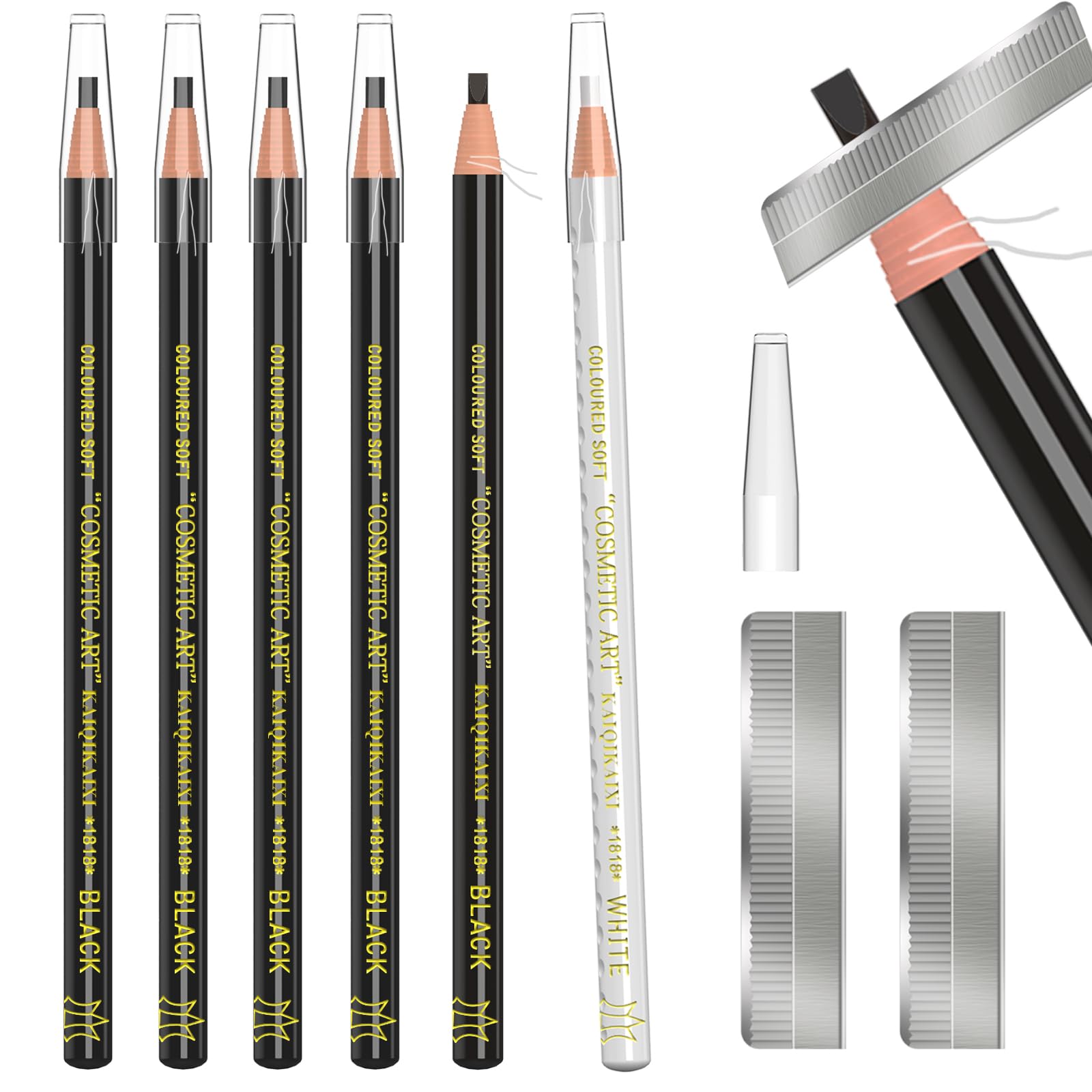 KAIQIKAIXI 6Pcs black eyebrow pencils kit for precise marking and filling