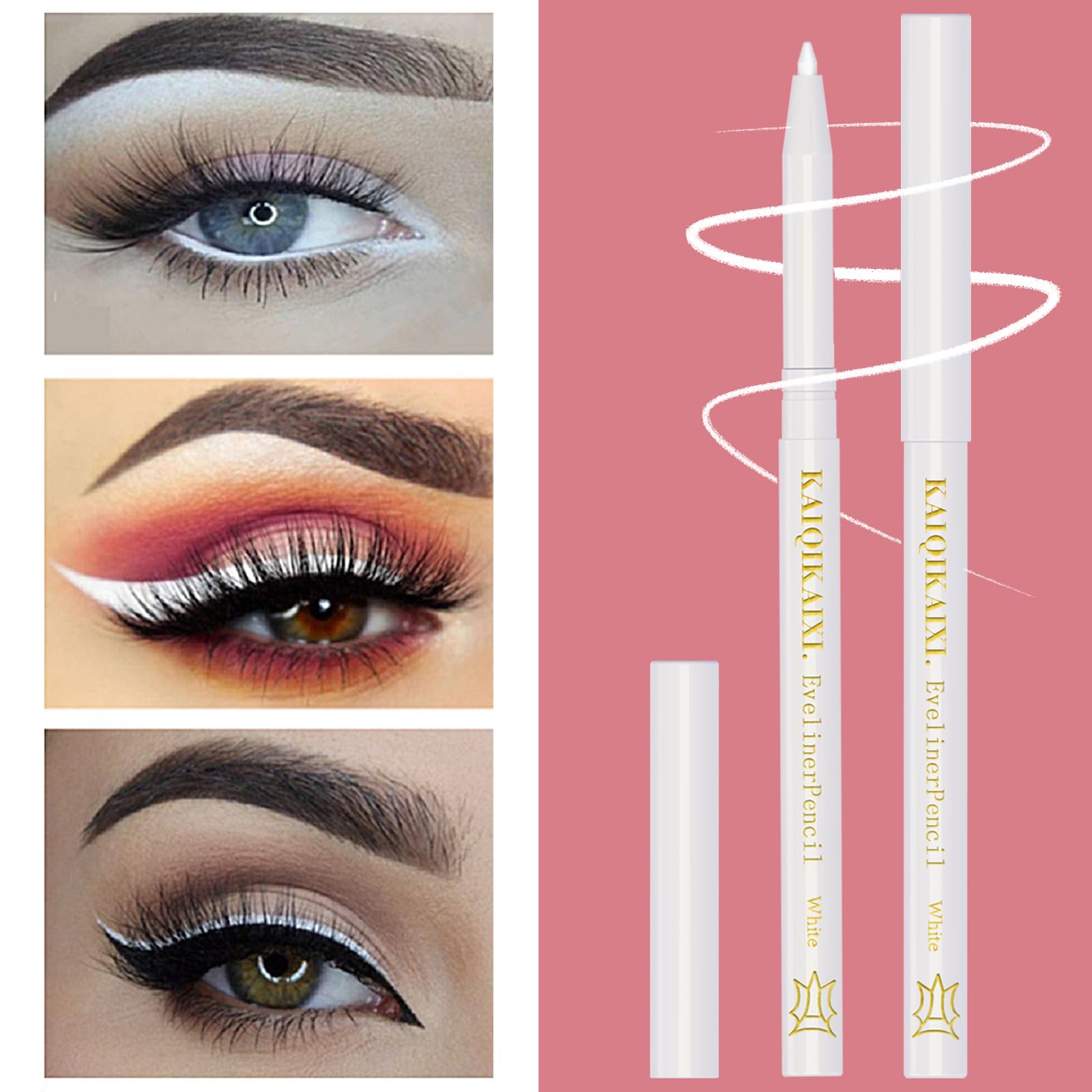 KAIQIKAIXI rotatable white pencil tip for easy application.