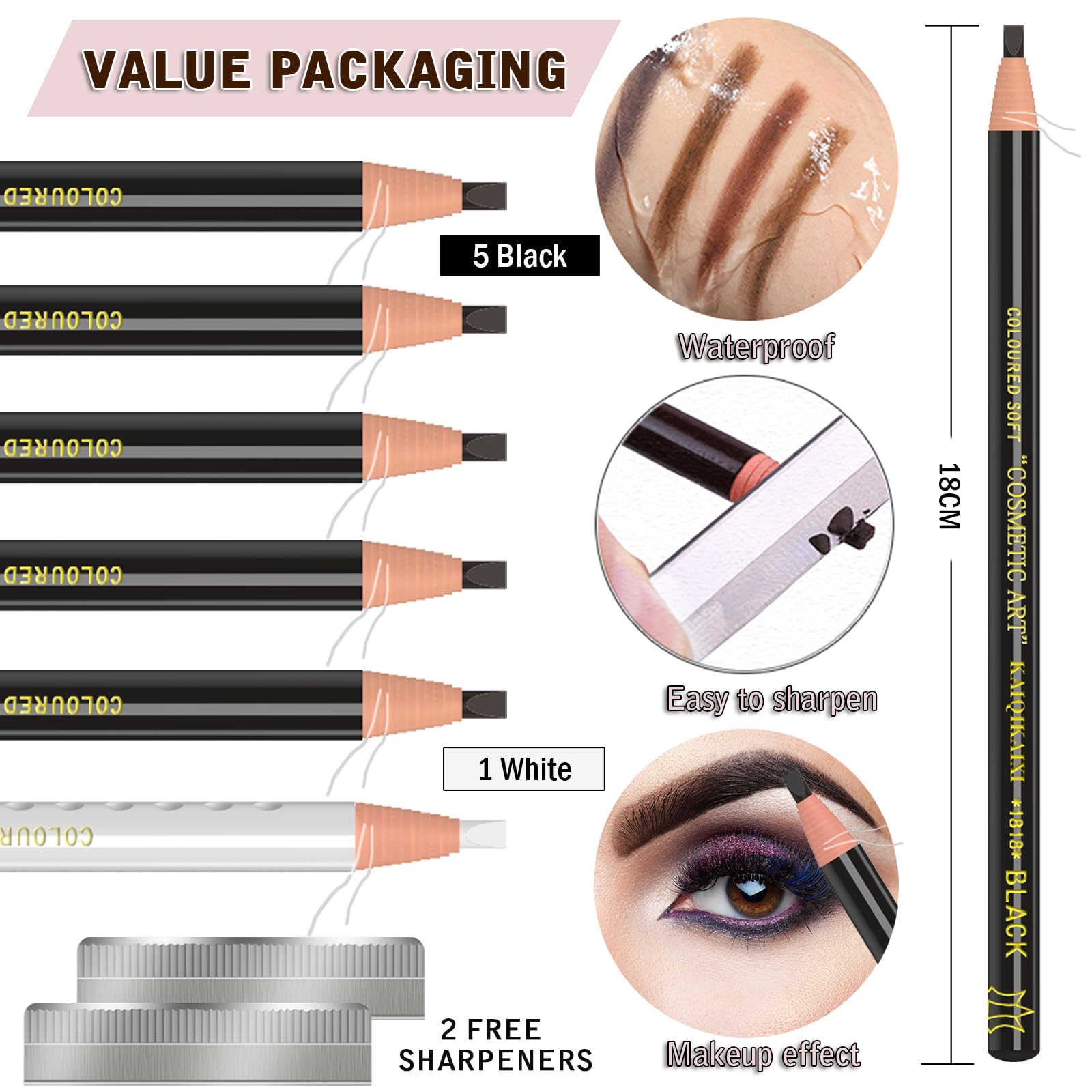 KAIQIKAIXI waterproof pencils resist sweat and tears for long wear