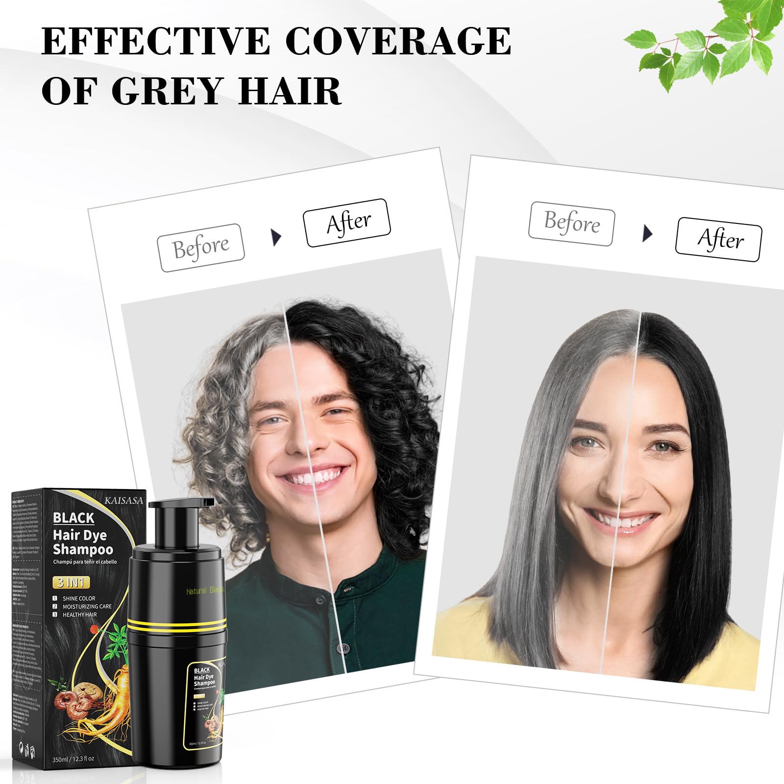 KAISASA Black Hair Dye Shampoo lather for quick grey coverage