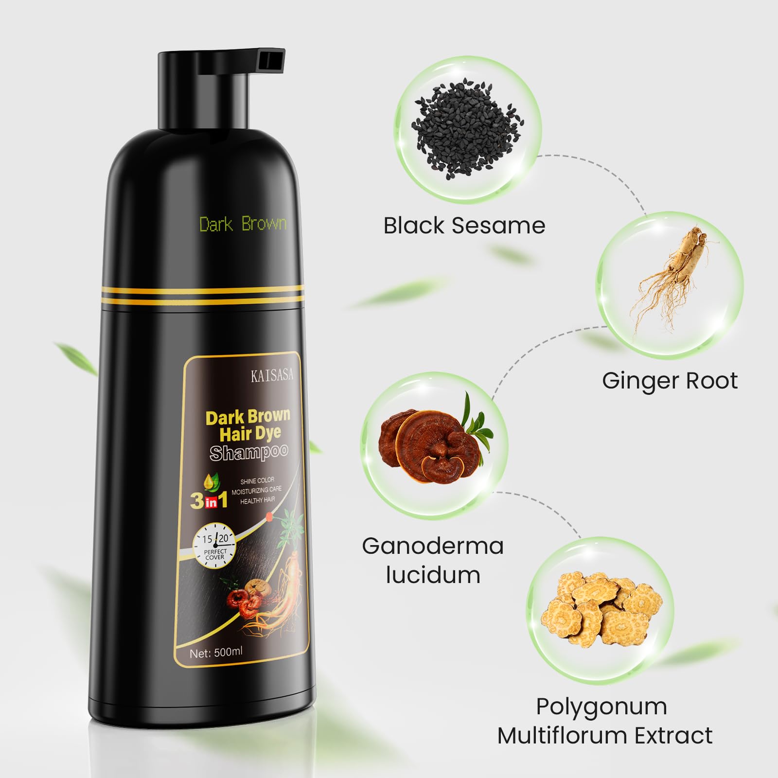KAISASA 500ml bottle conveys lasting color and convenience at home.