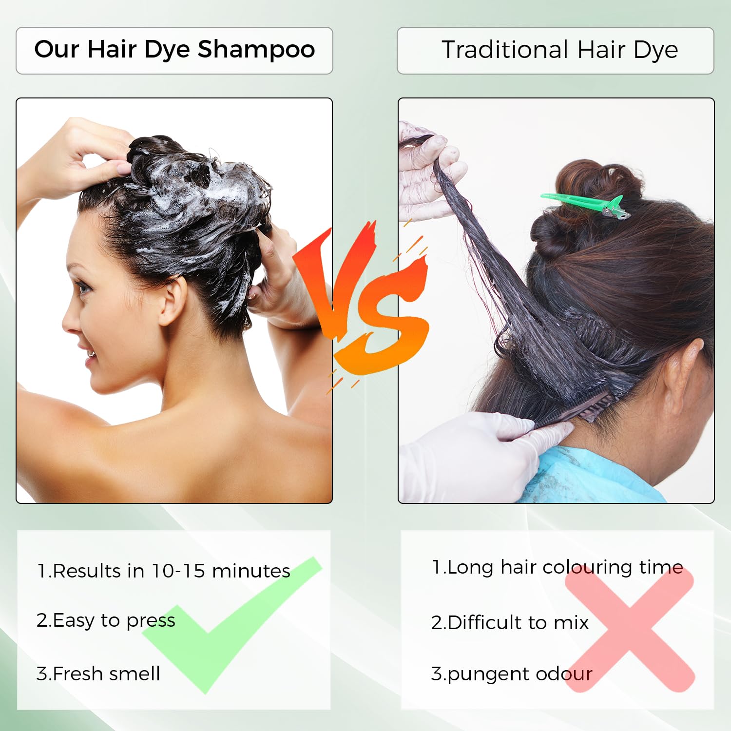 KAISASA Application on strand demonstrates 3-in-1 color, cleanse, and condition.