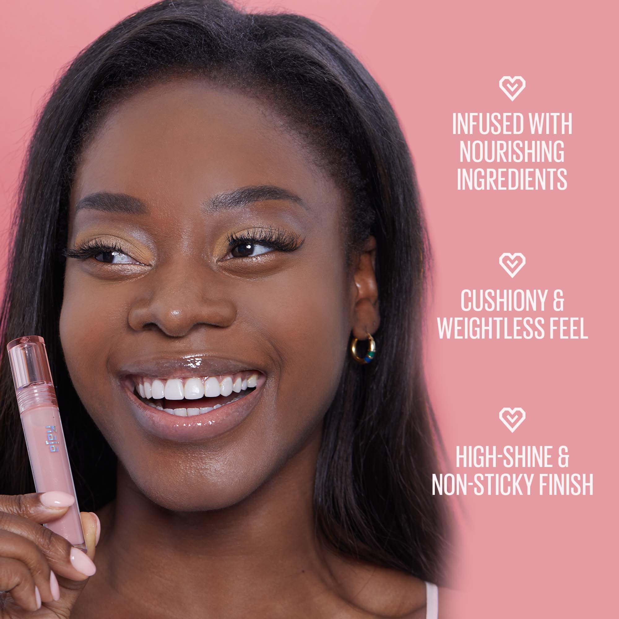 Kaja Gloss Shot 03 Honey Drizzle packaging emphasizes vegan and cruelty-free design.