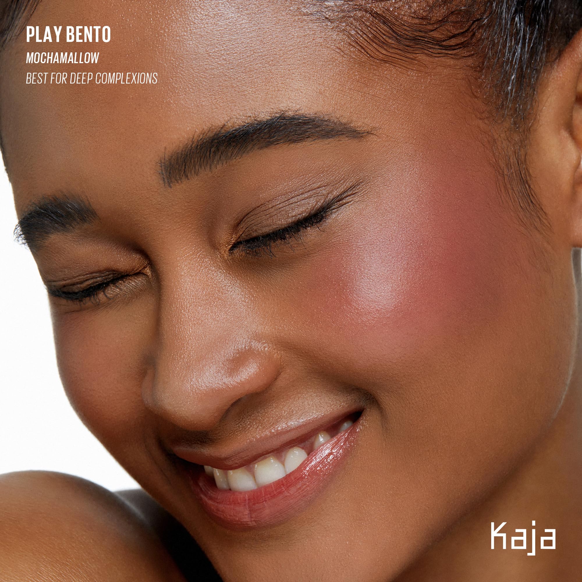 KAJA Play Bento Mochamallow highlighter pressed provides a subtle glow on high points.