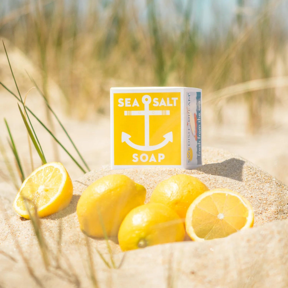 Kalastyle Swedish Dream Sea Salt Summer Lemon Soap closeup shows texture and lemon zest