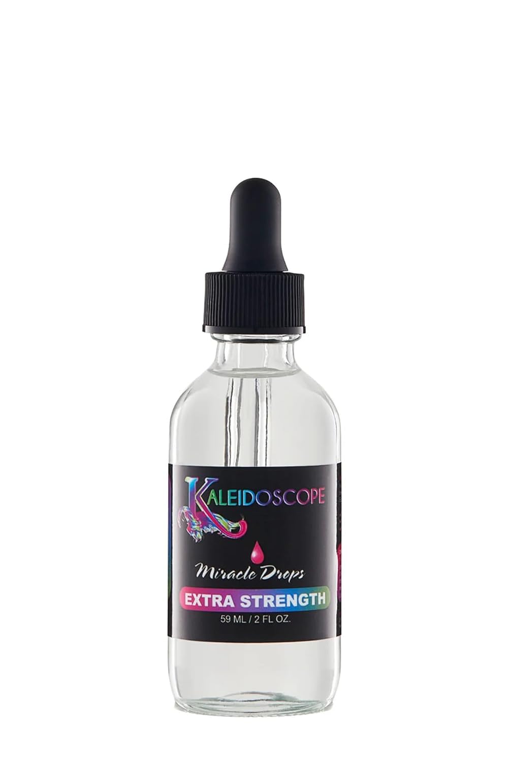 Kaleidoscope Miracle Drops Extra Strength bottle pouring for quick scalp refreshment.