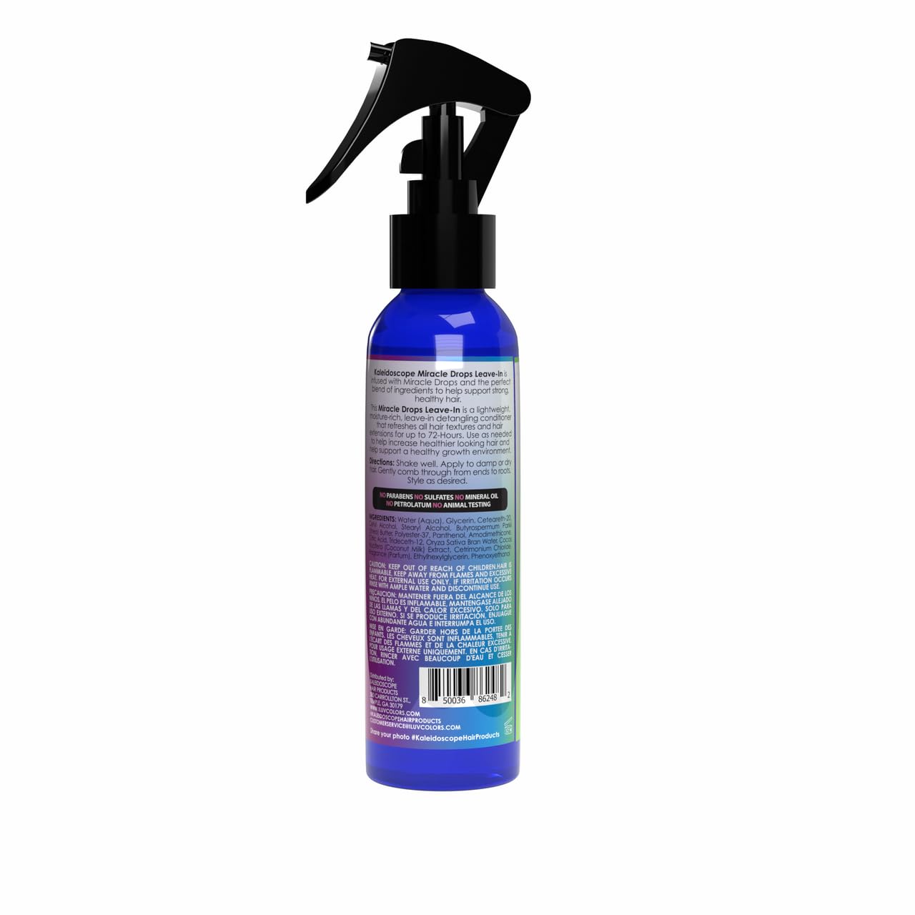 Kaleidoscope Miracle Drops on hair showing moisture and improved texture.