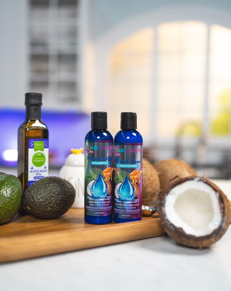 Kaleidoscope Miracle Drops Shampoo ingredients coconut milk and honey for nourishment