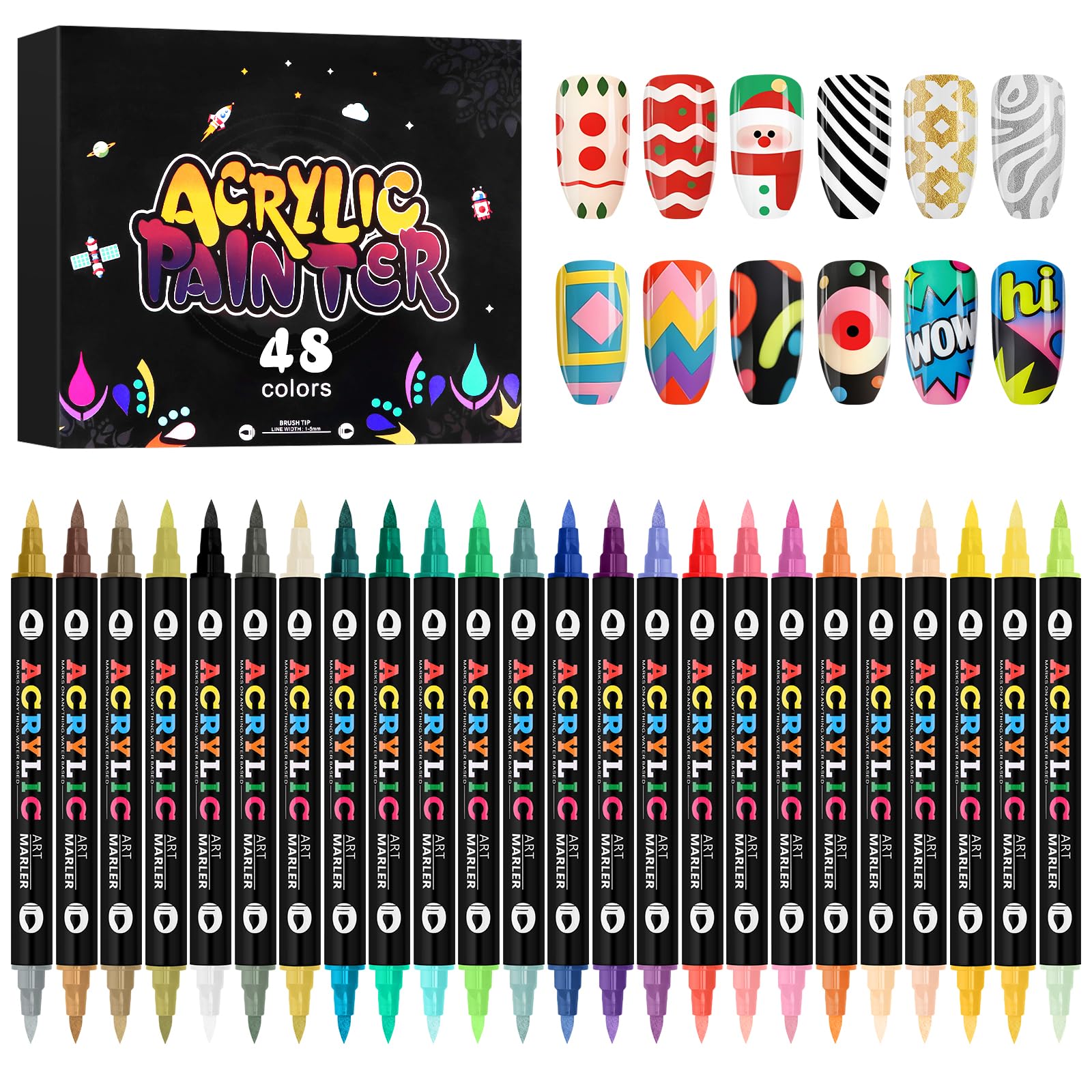 Kalolary 48-color nail art pens set for vibrant, customizable DIY manicures.