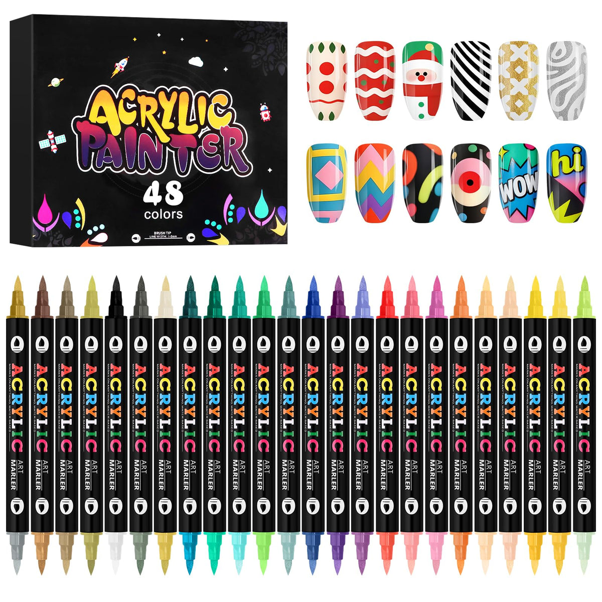 Kalolary 48-color nail art pens set for vibrant, customizable DIY manicures.