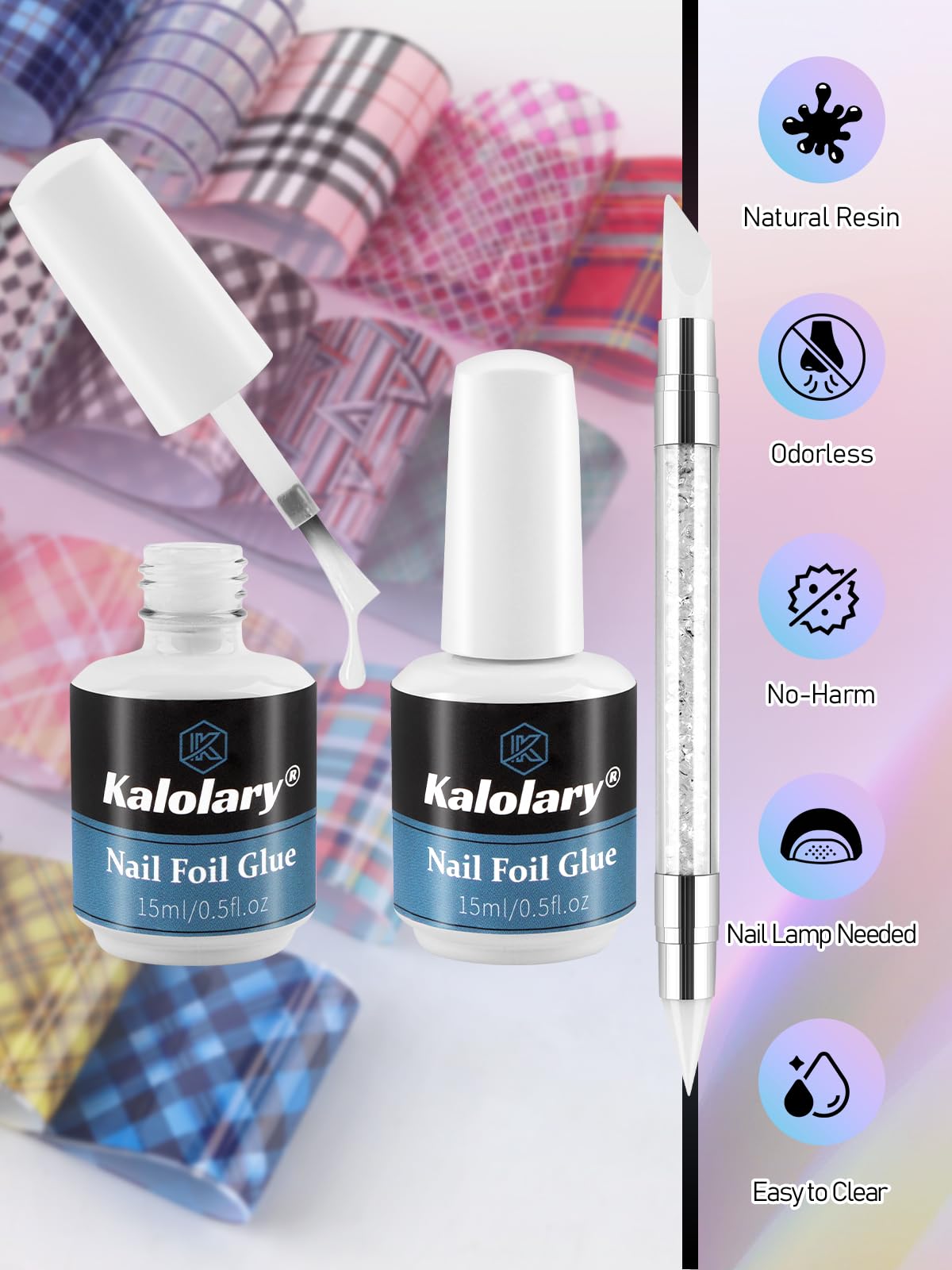 Kalolary base polish helps foil adhere better on darker shades.
