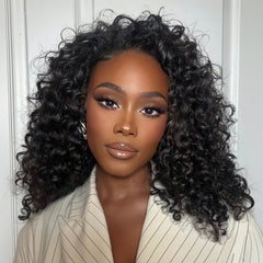 Kalomonia half wig with deep wave for natural volume and effortless wear.