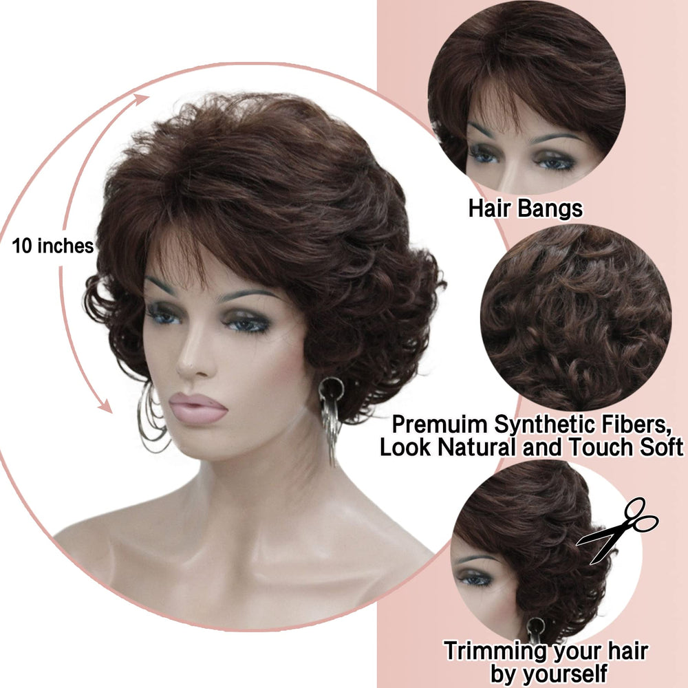 Kalyss short curly wig back view for seamless silhouette