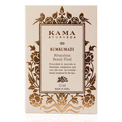 Kama Ayurveda Kumkumadi serum amber bottle portrait, elegant night skincare