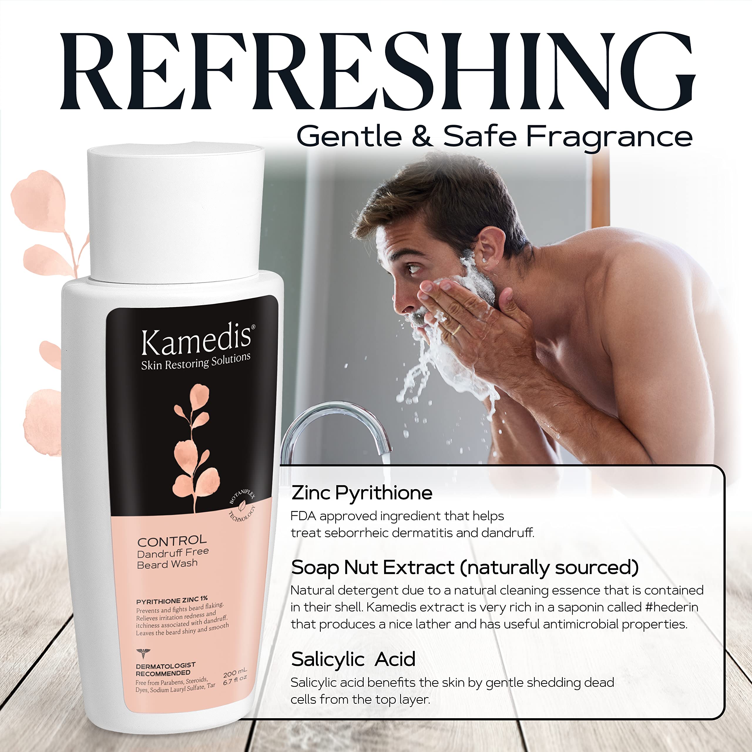 KAMEDIS Beard Wash cleanses face and beard for refreshed look.