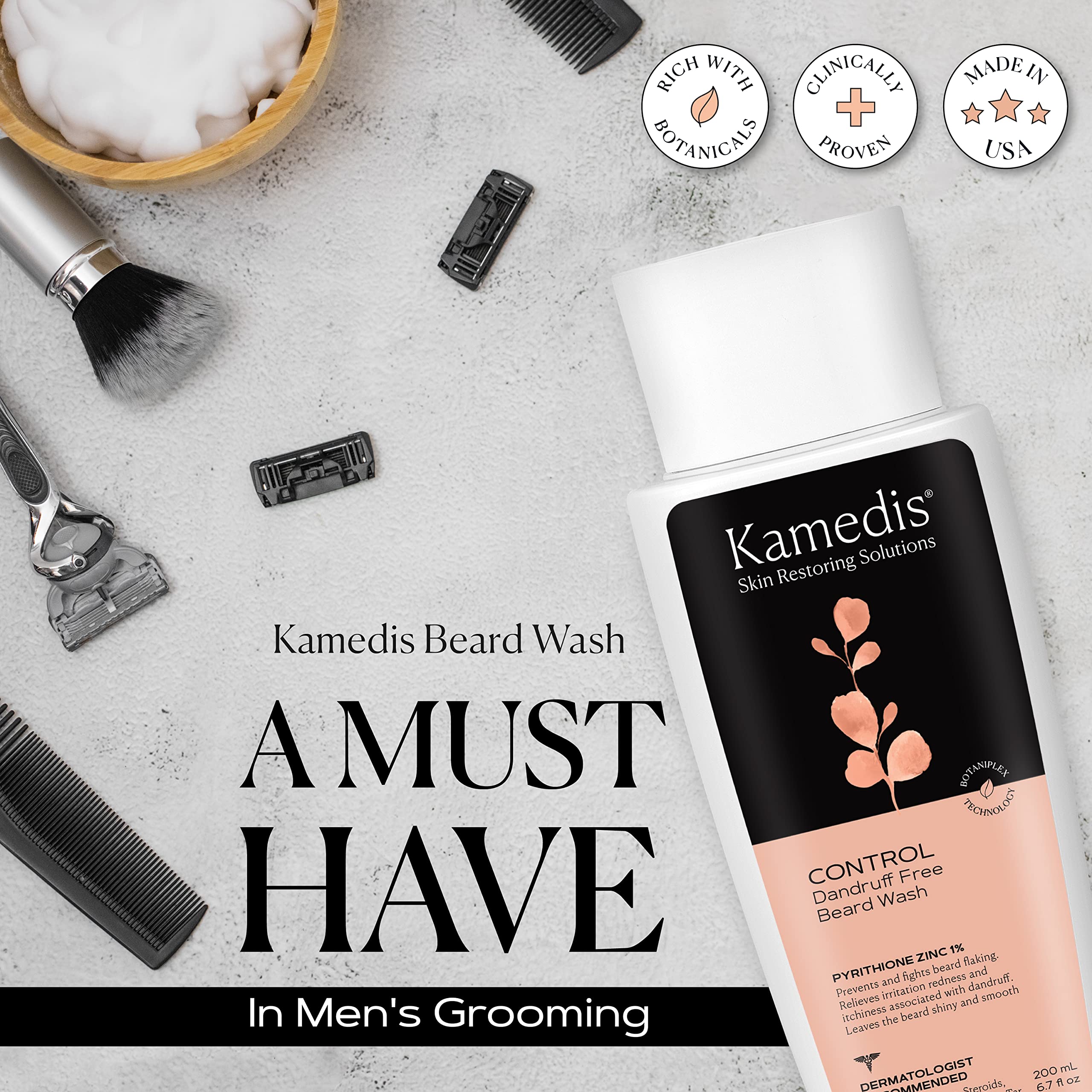 KAMEDIS Beard Wash free from SLS dyes for sensitive skin.