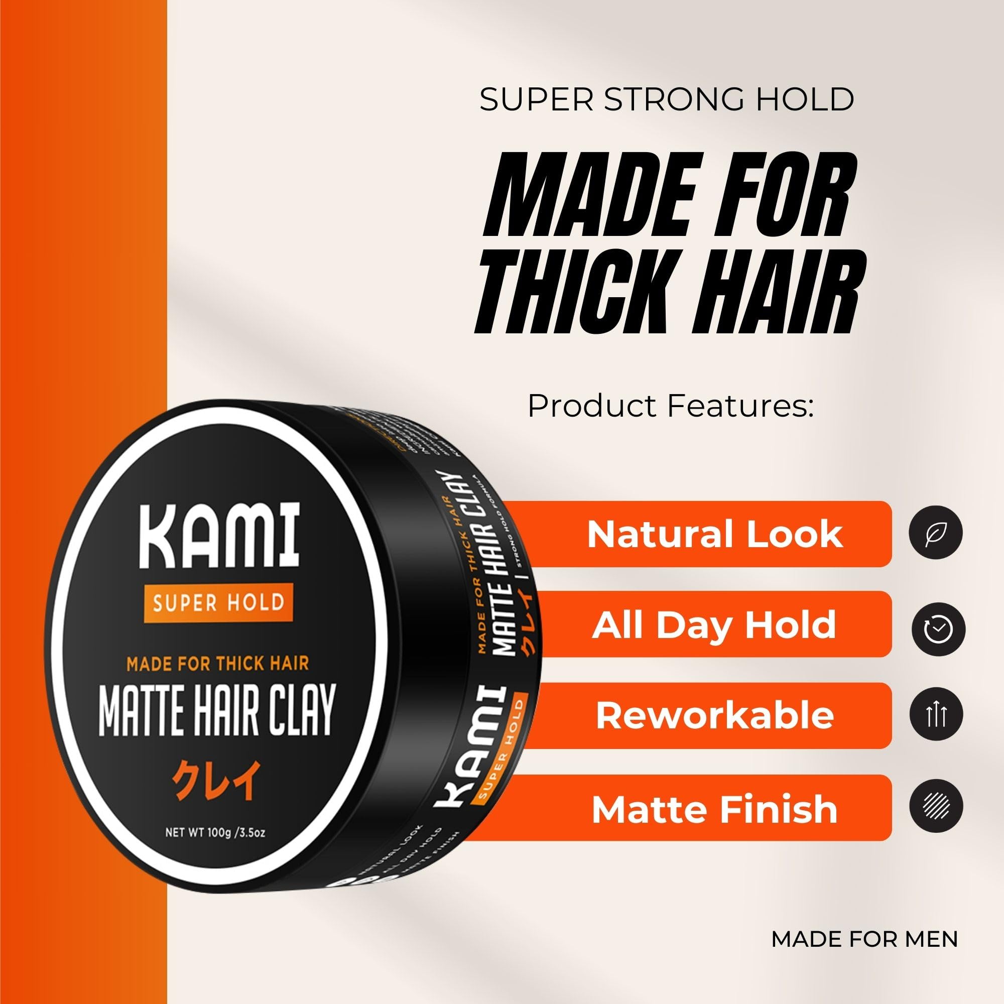 Kami Powder Hair Clay matte finish for a natural textured look