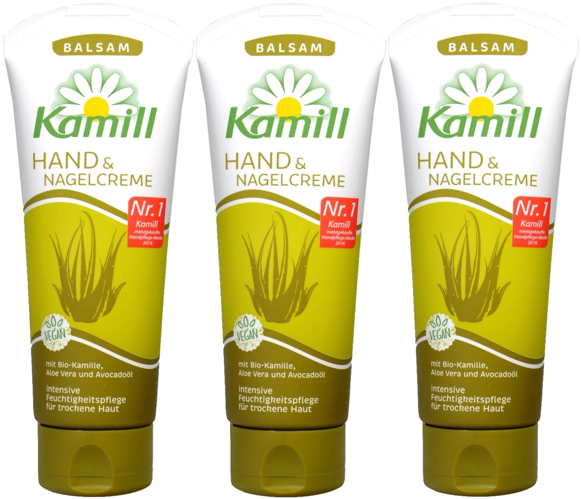 Kamill 3x100 ml Hand & Nail Cream BALSAM bottle with nourishing formula for dry hands.