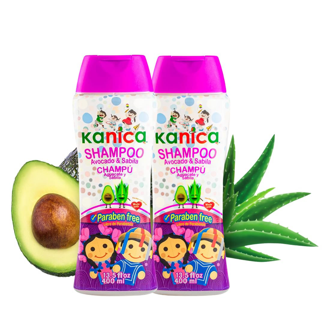 KANICA Avocado & Aloe Vera Kids Shampoo bottle pour for gentle cleansing