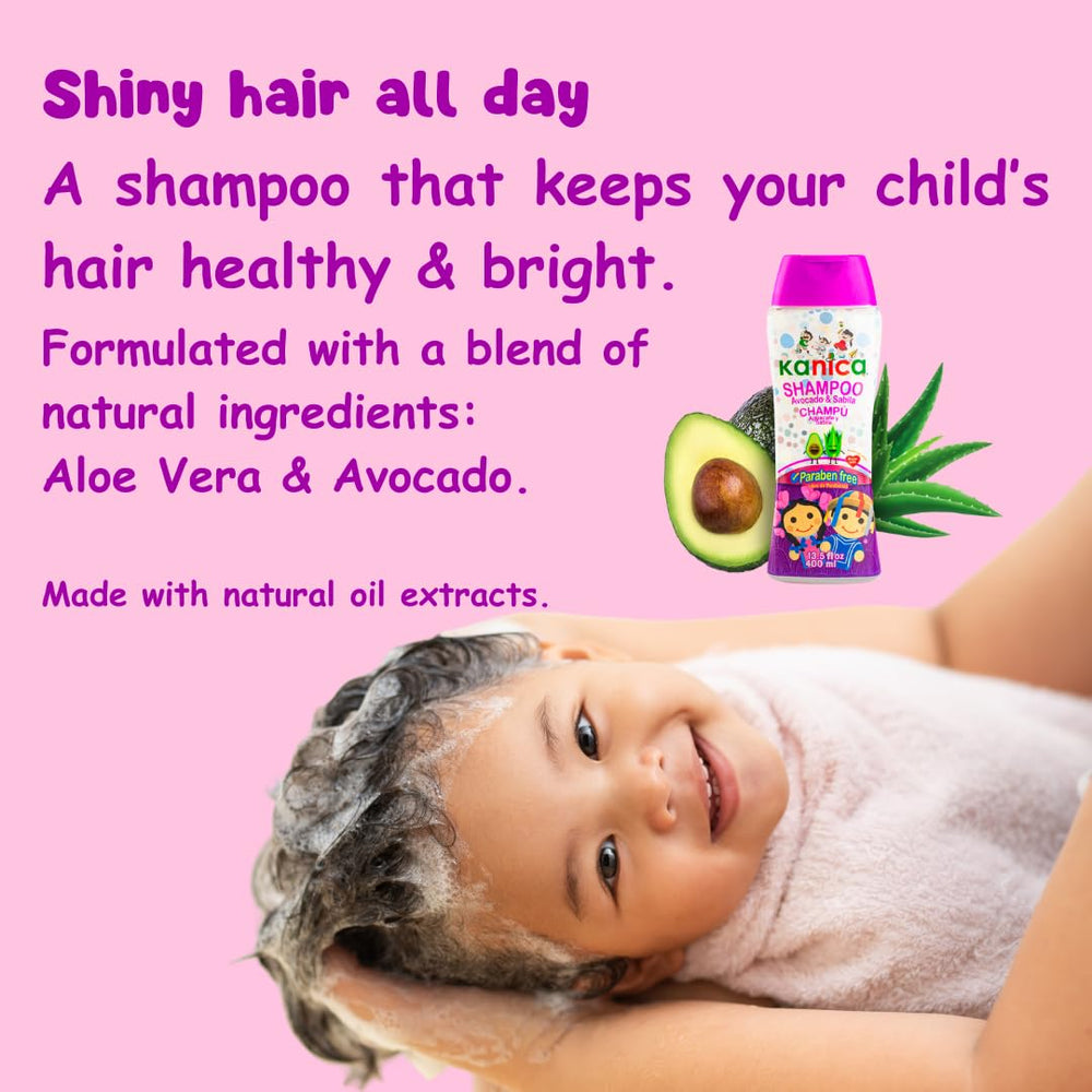 KANICA Avocado & Aloe Vera Kids Shampoo nourishes with avocado oils