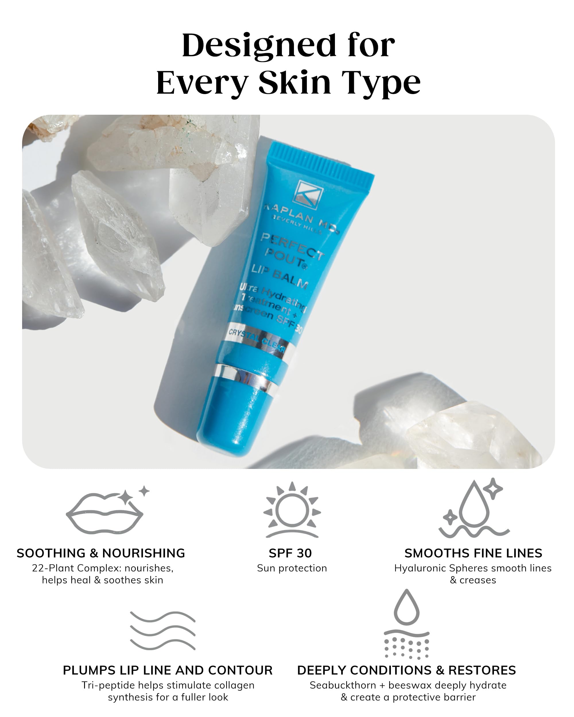 KAPLAN MD Perfect Pout SPF 30 balm during application protecting lips