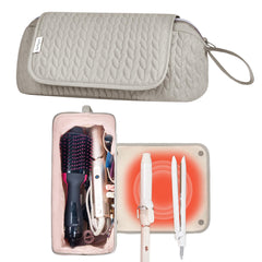 KarSyon Hair Tools Travel Bag with heat resistant mat protects counters during styling.