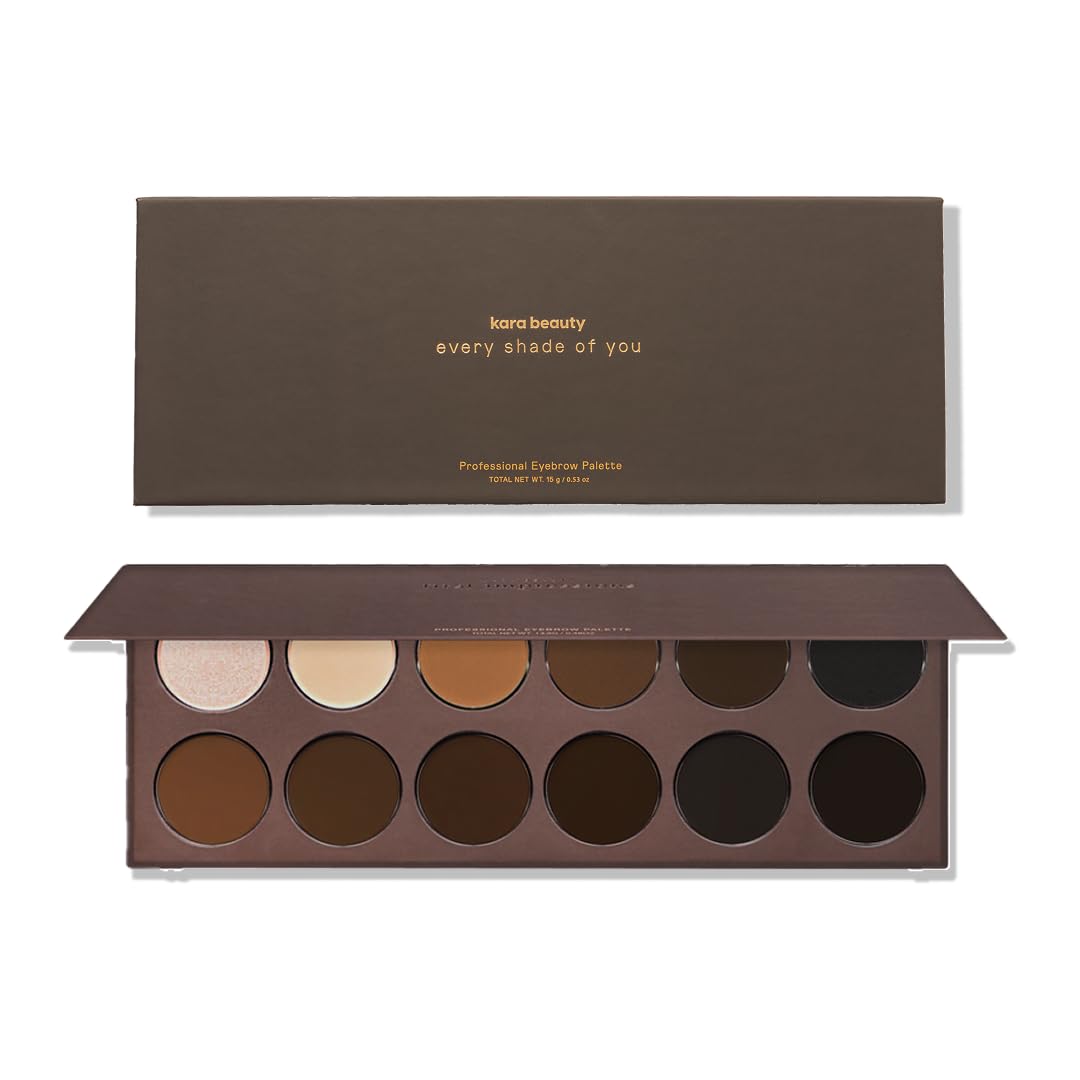 Kara Beauty Eyebrow Kit palette open, showcasing versatile shade options.
