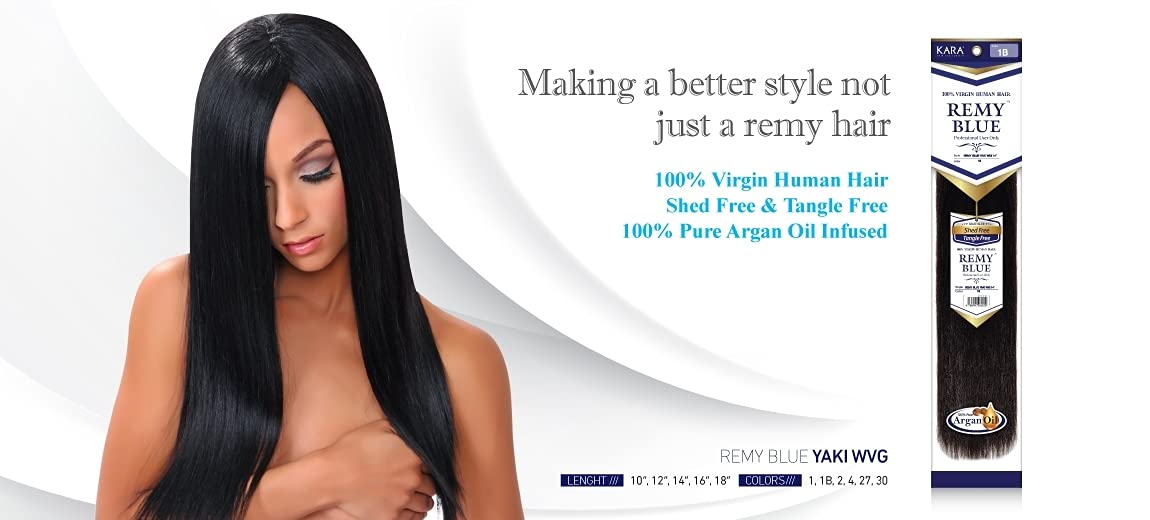 KARA HAIR FASHIONISTA Remy Yaky-Remy Blue weave texture closeup highlights natural luster
