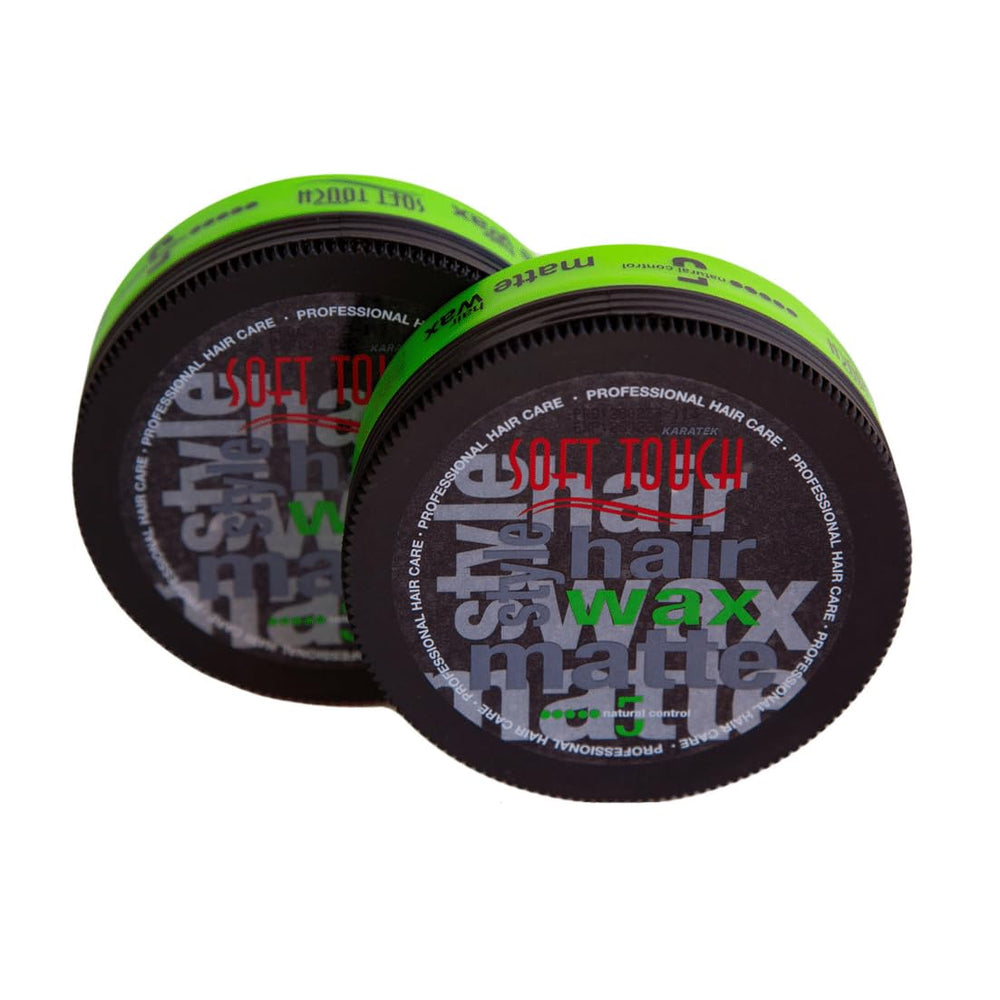 KARATEK SOFTTOUCH Soft Touch Hair Wax 2-pack matte #5 provides flexible hold for natural hairstyles.
