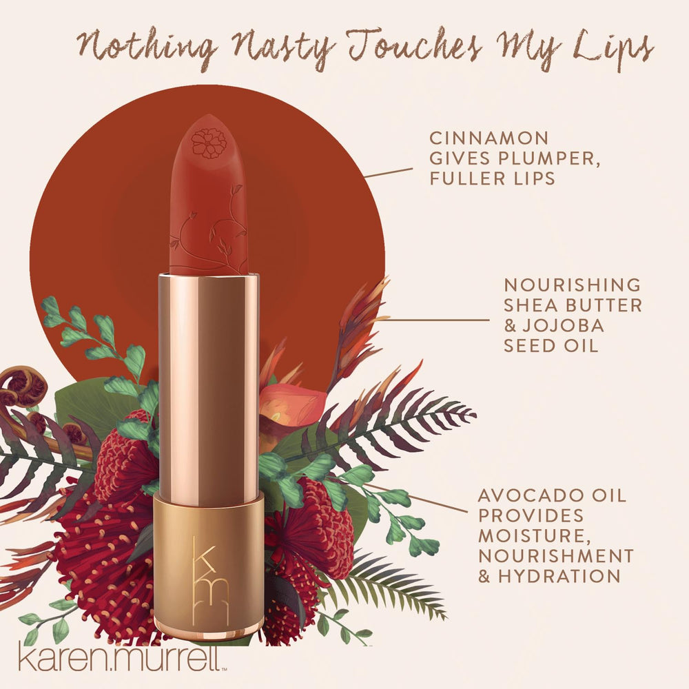 Karen Murrell Desire matte finish on lips for lasting color