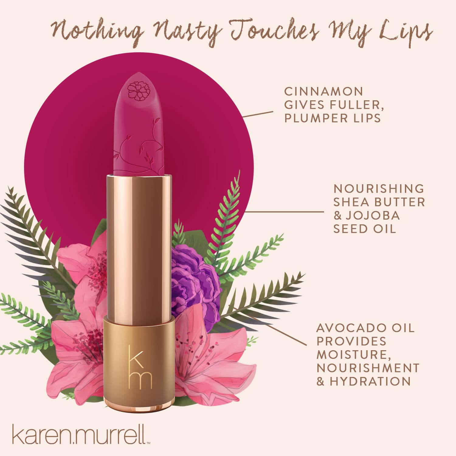 Karen Murrell Fuchsia Shock swatch on arm for long-lasting color
