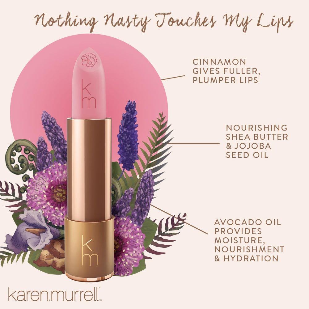 Karen Murrell Lavender Laughter matte finish on lips for a refined look
