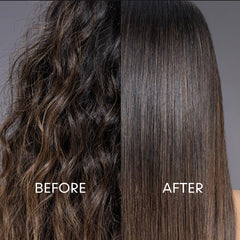 Kareol cheveux brillants lissage keratine affichant un fini lisse et sans frisottis.
