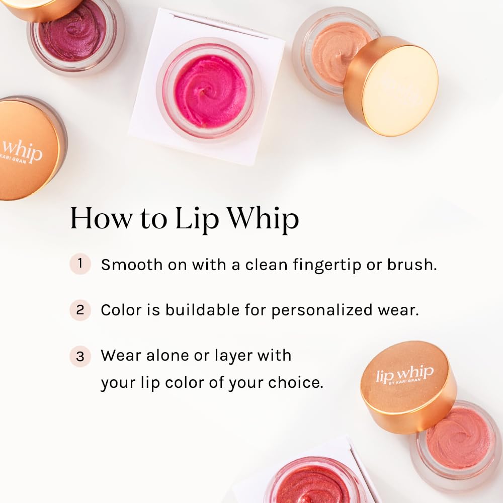 Kari Gran Lip Whip fingertip application demonstrates easy glide and hydration.