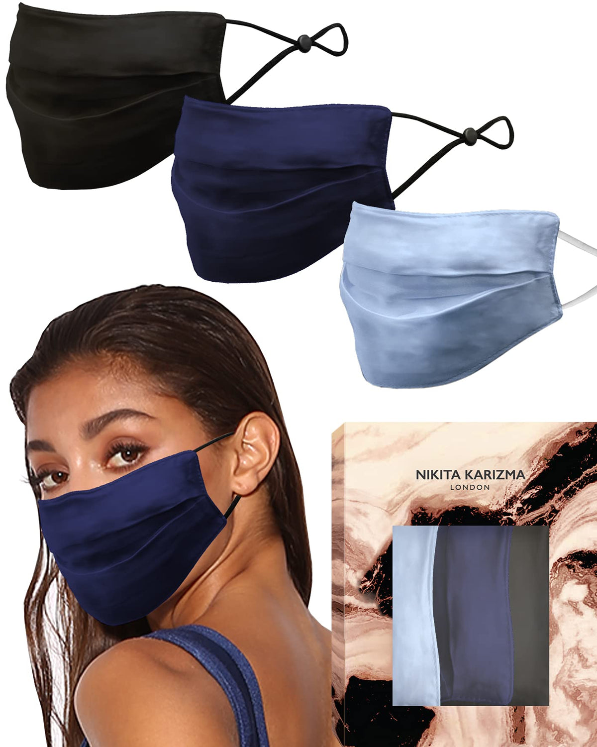 KARIZMA Beverly Hills silk mask 3-pack for daily premium wear.
