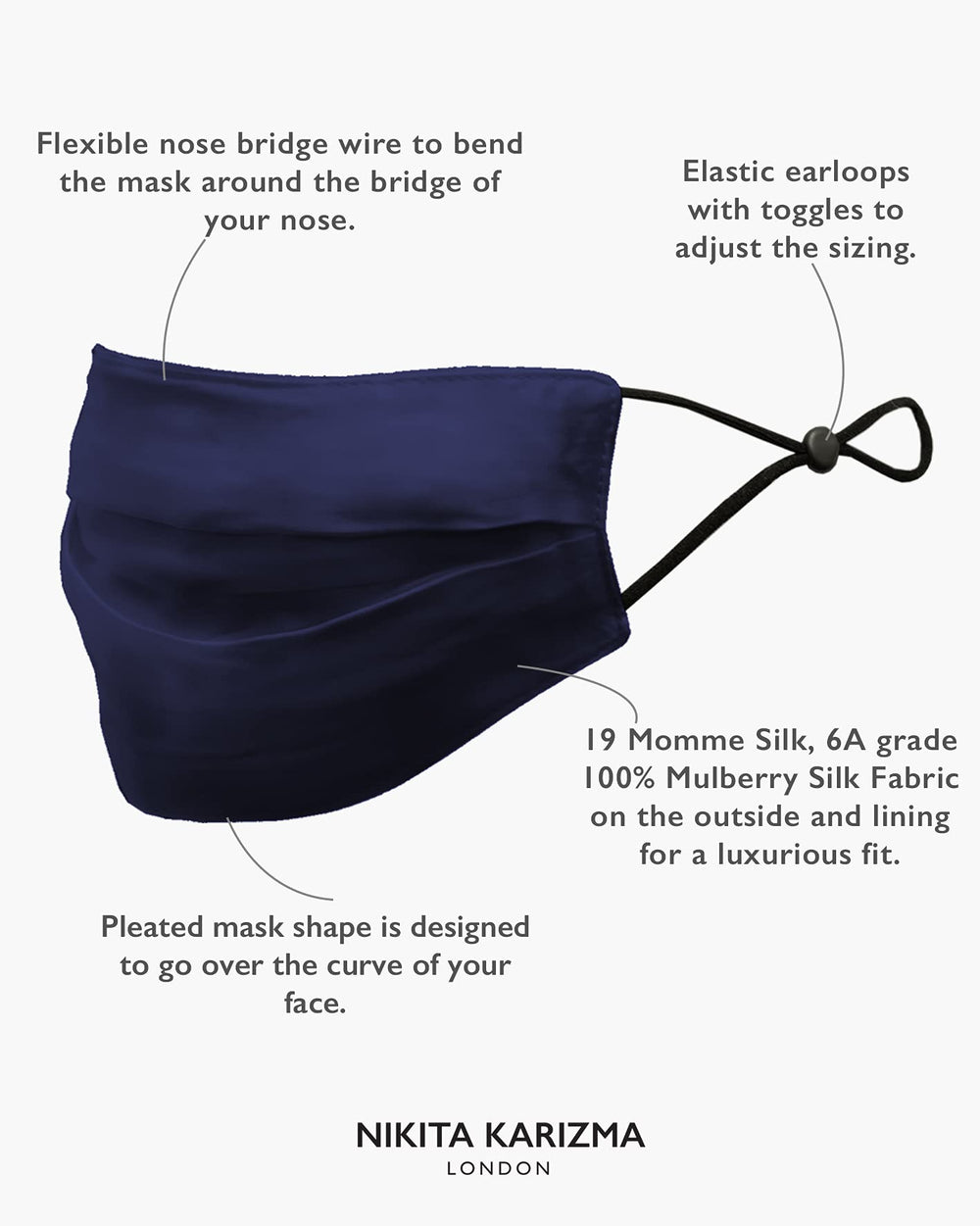 KARIZMA Beverly Hills silk mask with nose bridge wire contour.
