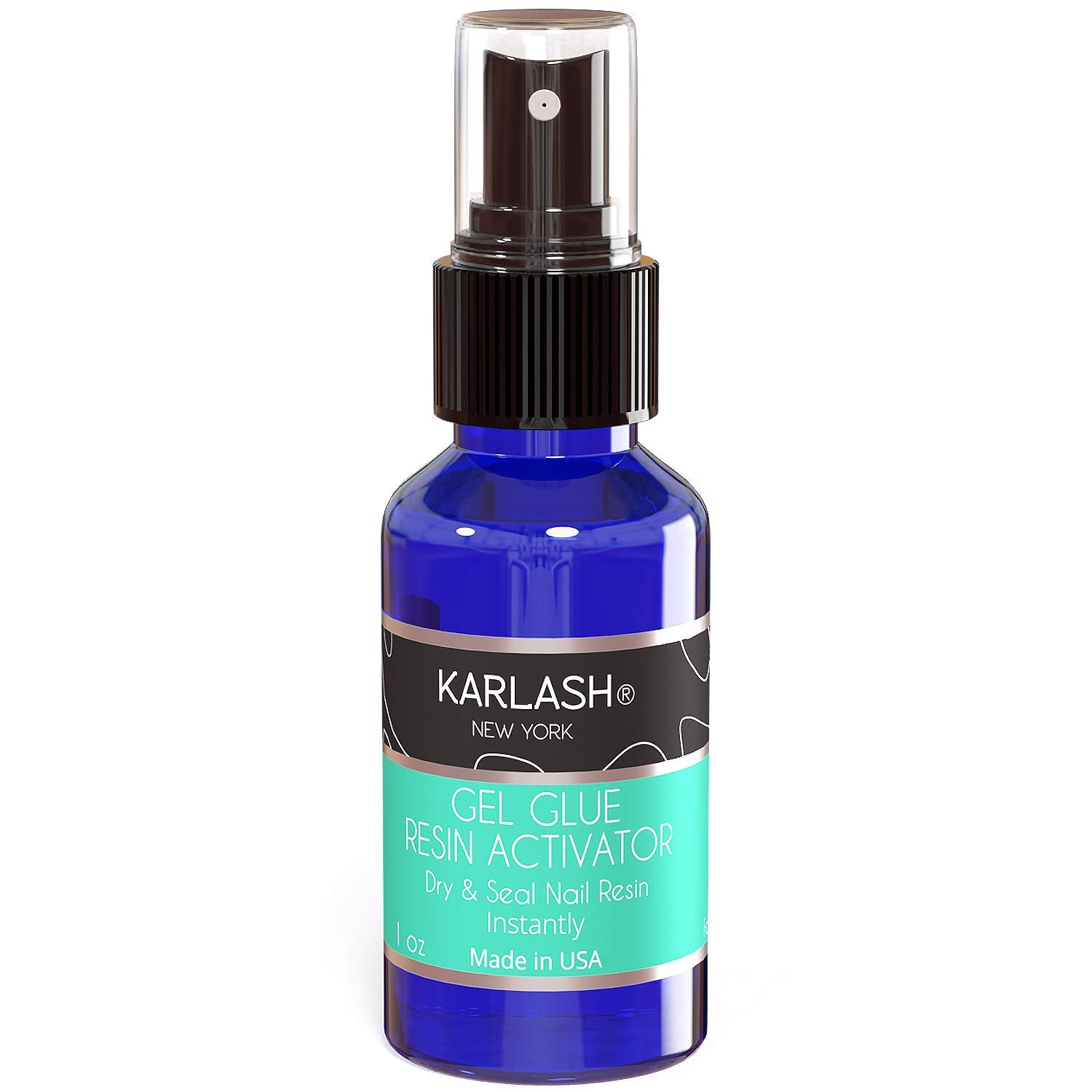 Karlash activator bottle closeup highlighting fast curing action.